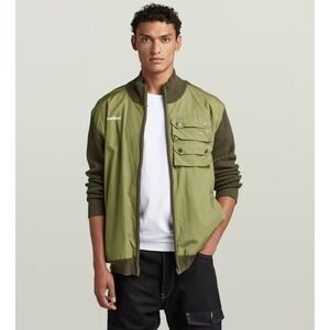 G-Star Swiss Army Woven Full Zip Knit Jacket Men Medium Green Organic NWOT $230